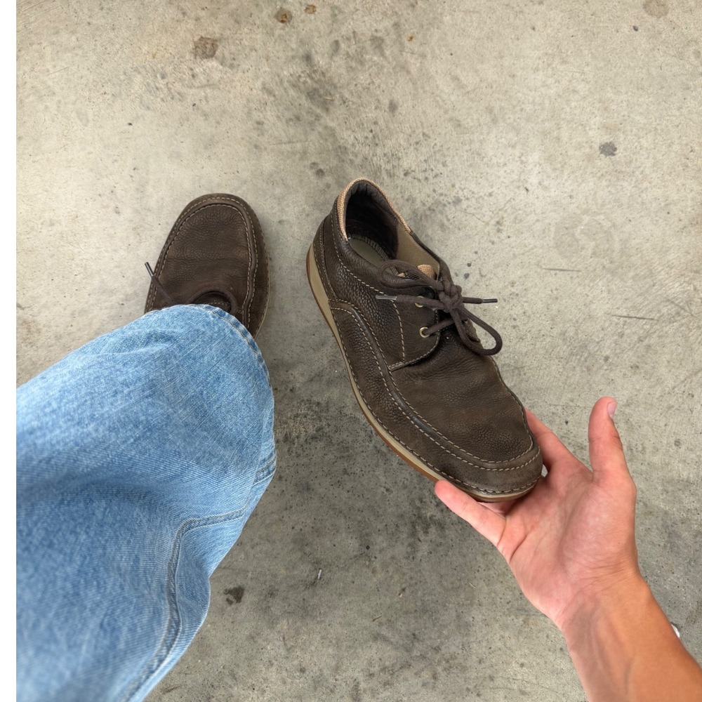 Vintage Clarks 1825 Mens Brown Leather Moc Toe Oxford Shoes Size 10M 61677